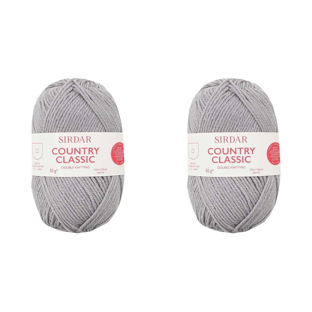 Sirdar Country Classic DK Double Knitting, Silver Grey (872), 50g (Pack of 2) — image 1