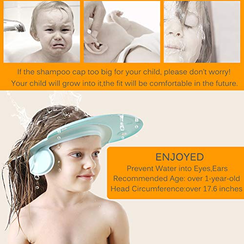 Baby Shampoo Shower Cap Hat,Adjustable NEW Designed Soft Silicone for Baby Infants and children Bathing Protect Eyes Ears(Blue)