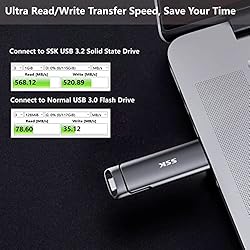 SSK 128GB Dual USB C Flash Drive,2-in-1 Type C+ USB