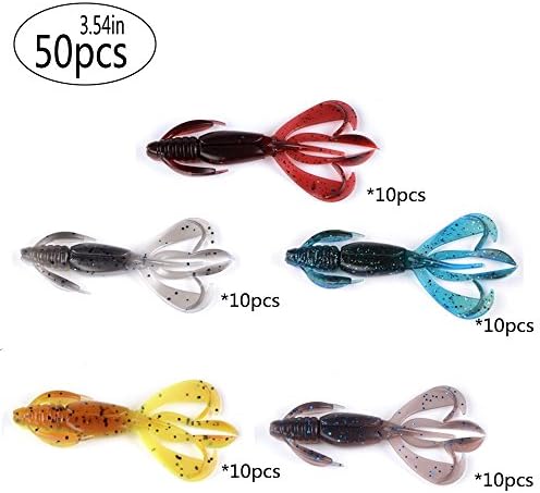 East Rain Twintail Crawfish Soft Plastic Swimbait (PVC, 0.11/0.22oz, 2.76/3.54inch, 5 Colors 10pcs/Pack)