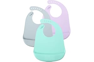 PandaEar (3 Pack) Cute Super Thin Light Weight Silicone Baby Bibs for Babies & Toddlers (10-72 Months) Waterproof, Soft