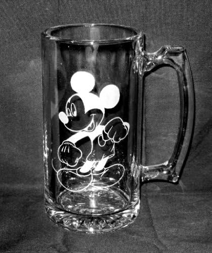 25 OZ Etched Glass Sport Stein Mickey Mouse