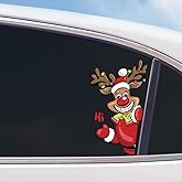Christmas Car Decals Stickers, Cute Santa Claus Reindeer Snowman Car Window Stickers Decals for Christmas Car Decorations Accessories(Reindeer, Right)