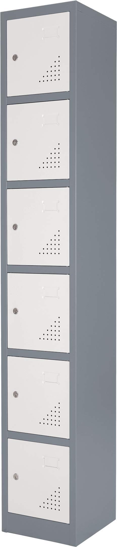 The Workplace Depot 6 Door Heavy Duty Metal Locker Grey Steel