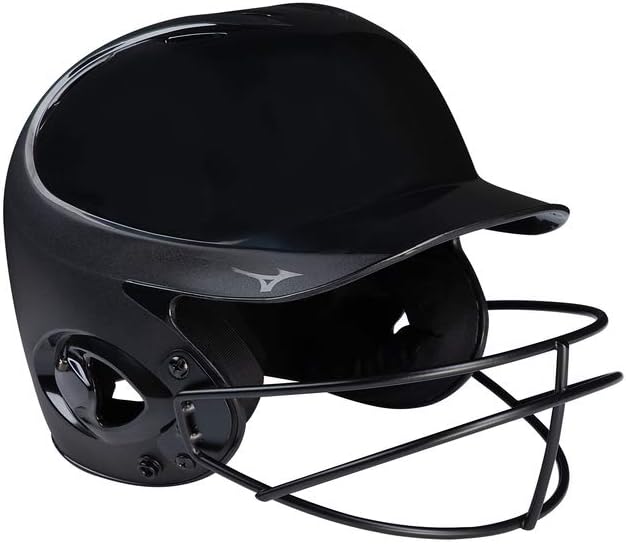 Amazon Com Mizuno Mvp Series Solid Youth Batting Helmet With Fastpitch Softball Mask Youth Osfm Black Sports Outdoors