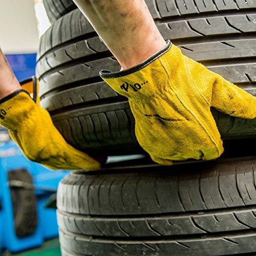 image for Vgo... 3Pairs Unlined Cowhide Split Leather Work and Driver Gloves,for