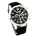 THAITIME TM Quartz Business Men's Military Auto Date Leather Waterproof Watches Black Belt Black Dial