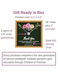 KEDRIAN - Collar de agradecimiento, plata de ley 925, regalo de agradecimiento para mujeres, regalo de apreciación para profesores, regalo de agradecimiento, collar de amistad, regalo de apreciación para empleados