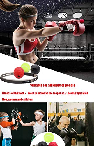 DUMSAMKER Boxing Reflex Ball, 3 Difficulty Levels, Fight Reaction Ball with Headband, Perfect for Improving Punching Speed, Hand Eye Coordination, Responsiveness and Agility - Thumbnail 3