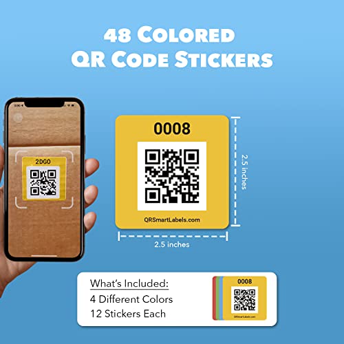 QR Code Smart Labels Color Coded Scannable Stickers for Storage Bins
