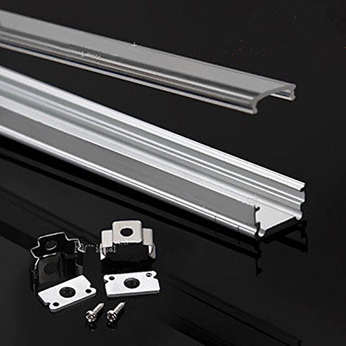 6-Pack 3.3ft/1Meter U Shape LED Aluminum Channel System with Crystal Clear Cover,12 End Caps and 12 Mounting Clips,24 Screws for LED Strip Light Installations, Led Lights Diffuser Segments