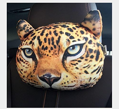 New 3D cat animal emoji car Pillow with Carbon bag Formaldehyde removal cushion Personality Car Cushion Creative Cat shape Nap smiley face pillow Cute seat coussin (Leopard)