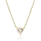 14K Gold Plated Heart Shaped Pendant Choker Necklace for Women – Adjustable CZ Cubic Zirconia Jewelry