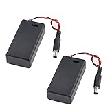 2 Pcs 2.1 x 5.5mm DC Plug 9V Battery Holder w Cover