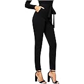 WDIRARA Women's Stretchy Plaid Print Pants Soft Skinny Regular Fashion Leggings