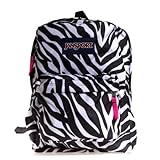 JanSport Superbreak Backpack Black/White/Fluorescent Pink Miss Zebra One Size