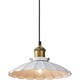 Oyisen White Pendant Lights, Modern Hanging Lamp with 9.8 Inch Industrial Shade for Kitchen Island, Farmhouse Pendant Lights 