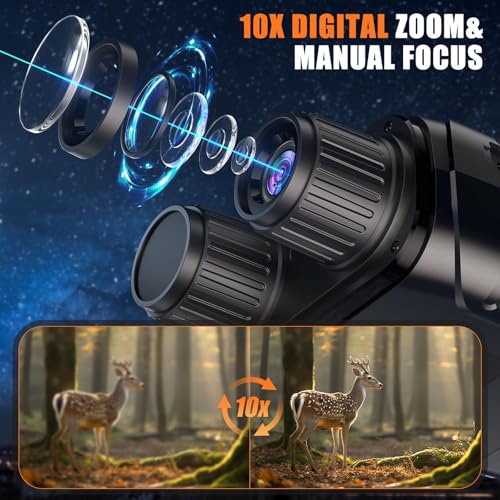 LBOYLOVE® Night Vision Goggles, 1080P HD Infrared Night Vision Binoculars for Day and Night with 2MP Photo, 10X Digital Zoom, 2.8'' HD Screen & 64GB TF Card, Suitable for Hunting, Camping & Security