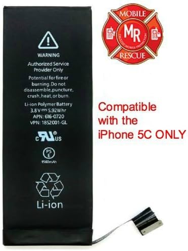 OEM Li-ion Replacement Battery for Apple iPhone 5C By Mobile Rescue - New Highest Quality 0 Cycle 5.92 Wh 1510mAh Li-ion Battery - Works with All iPhone 5C Models