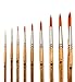 AIT Art Paint Brush Set - 15 Paint Brushes - Rounds, Flats - Handmade in USA for Trusted Performance with Oil, Acrylic, and Watercolor - Includes Canvas Brush Holder