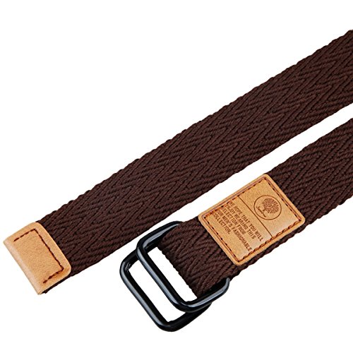 moonsix Canvas Web Belts for Men, Military Style D-ring Buckle Men's Belt, Brown 2