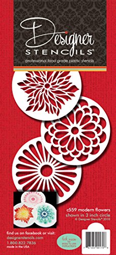 Designer Stencils C559 Modern Flower Cookie Stencil Set, Beige/Semi-Transparent