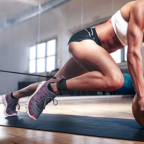 JBM Ankle Straps with D Ring (3 Colors) for Gym Cable Machine Adjustable Thigh Pulley Ankle Cuff Strap for Workout Fitness Weight Lifting Exercise Gym Men