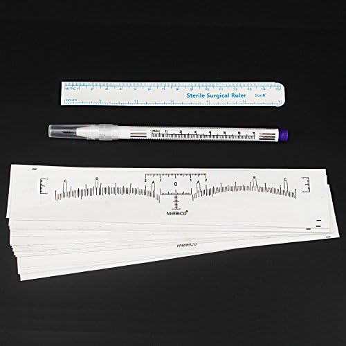 Melleco 50pcs Disposable Eyebrows Rulers Stickers Makeup Tattoo Shaper Measure Tool + Skin Marker Pen 1.0mm