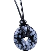 Magic Human Gemstone Crystal Necklace Pendant - Healing Good Luck Donut Crystal Stone Jewelry Necklace - Positive Energy Amulet Unisex Adjustable Cord