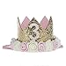 Baby Birthday Crown, Princess Crowns Tiara Girls Party Hat With Gold Glitter and Pink Roses for Birthday Party Decorations (3st Golden Crown)
