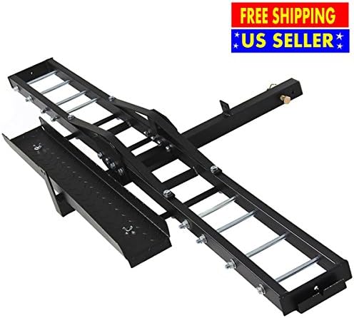 Heavy Duty Anti Tilt Motorcycle Scooter Dirtbike Hitch Mount Carrier with Rack Ramp | Haul Your Bike Easily | 2" Square Receiver class II III IV OR V Trailer Hitch | Easy to Load | Capacity 500 Lbs