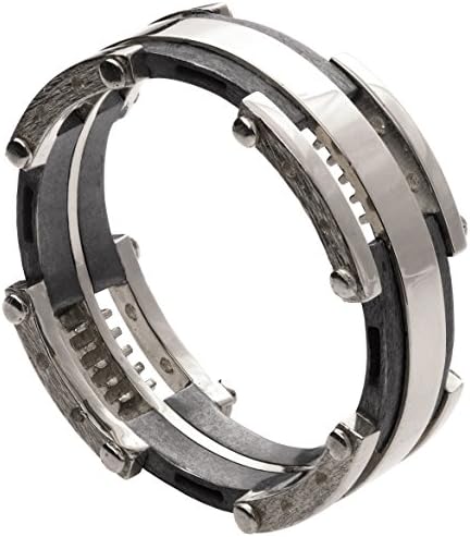 Solid Platinum Steampunk Wedding Band For Men Men's Ring Two Tone Combined Metals Rough Black Oxidized