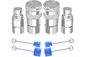 For NPT Flat Face Hydraulic Coupler ISO16028 Quick Connect Fitting, Carbon Steel High Pressure Adapter for Skid Steer For Bob