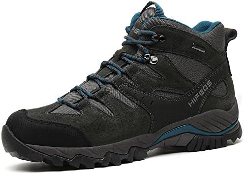 HIFEOS Mid Hiking Boots for Mens Womens Unisex Suede Leather Outdoor Waterproof Backpacking Shoes Grey 12 D(M) US