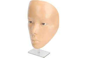 MOTOULAX Makeup Practice Face with Plastic Stand, 5D Silicone Full Face Makeup Practice Board, Reusable Mannequin Tool for Be