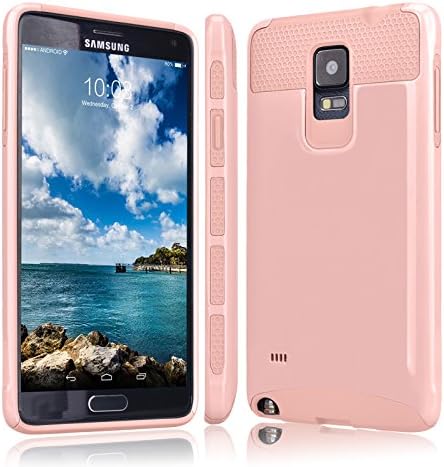 Galaxy Note 4 Case, Tekcoo [TDuke HY] Dual Layer Hybrid Impact Defender Slim Hard Case Cover Plastic Shell Outer+TPU Rubber Silicone Inner For Samsung Galaxy Note 4 SM-N910 All Carriers [Rose Gold]