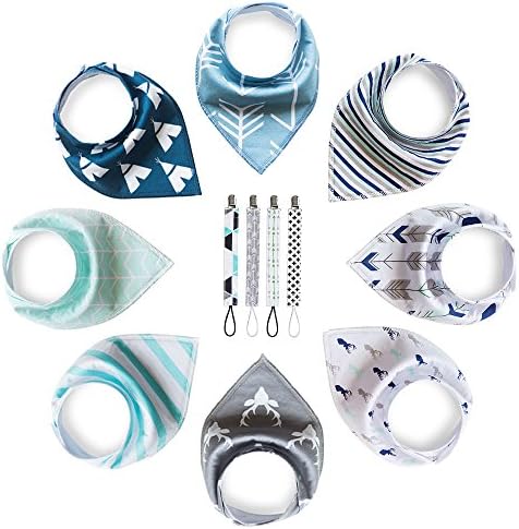 Baby Drool Bandana Bibs for Boys Girls, 8 Pack Gift Set for Drooling and Teething, 100% Organic Cotton, Soft and Absorbent by Ellenson