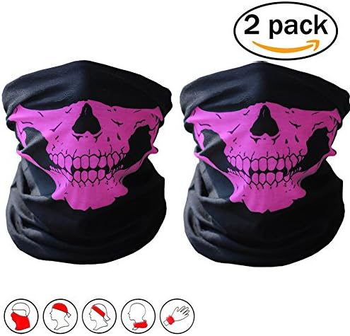 HAMIST Couples Seamless Skull Face Tube Mask Pink 2 PCS