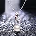GUNDULA Necklace With 925 Sterling Silver Simulated Pearl Fashion Linear Swirl Pendant 18