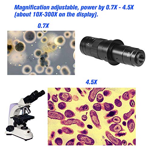 OWSOO CCD Industry Microscope Camera C-Mount Lens 10X-300X Camera Magnification Adjustable Zoom Eyepiece Magnifier Industrial Lens for LAB SMD PCB