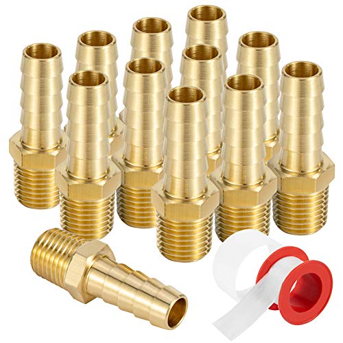 Brass 3/8" Barb X 1/4" NPT Male End Air Hose Pipe Fitting Threaded