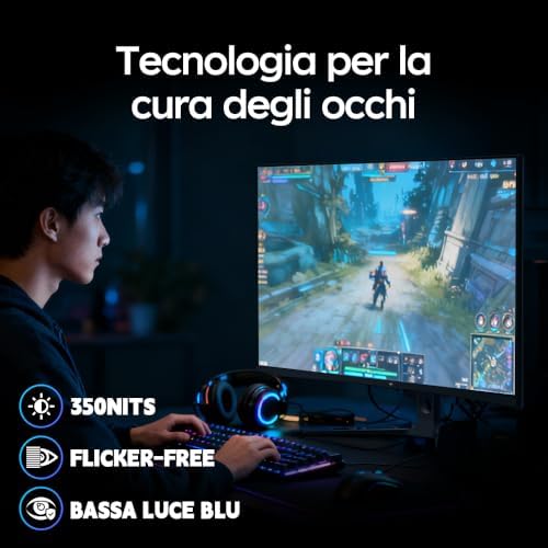 Monitor Gaming Curvo 32 Pollici 240Hz | FHD | 1ms MPRT | Pannello VA 1500R | HDR | Contrasto 5000:1 | AMD FreeSync, Flicker-Free | sRGB 128% Ampia Gamma Cromatica | HDMI 2.0/DP 1.4 | VESA | H32C5