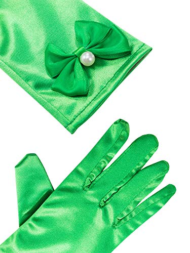 image for Zhanmai 6 Pairs Girls Satin Gloves Princess Dress Up Bows Gloves Long 
