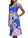 ECOWISH Womens Summer Floral Print Racerback Sleeveless Midi Casual Dress, BLUE, XLARGE