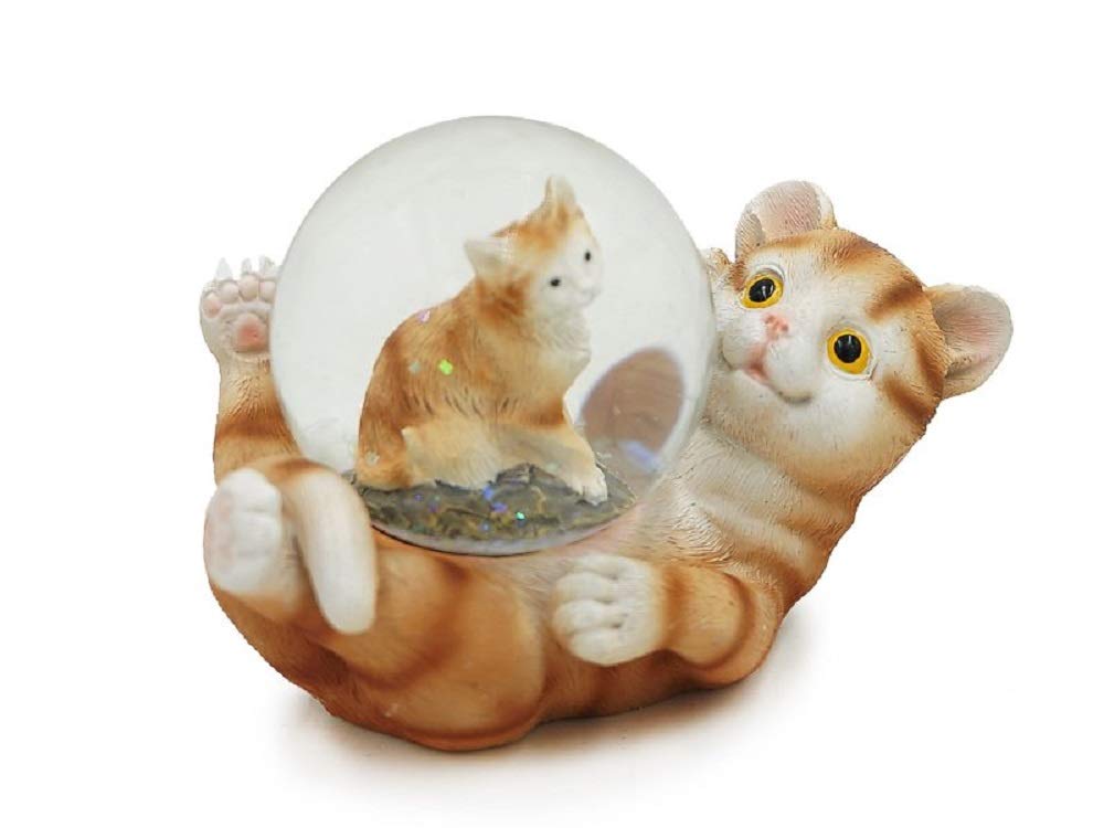Euro Souvenirs Ballerina Style Resin Cat Snow Globe, Beige
