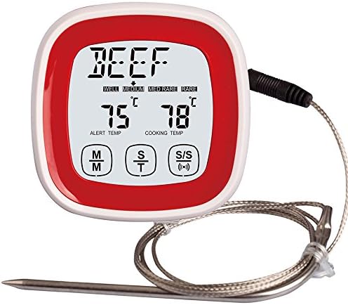 Touchscreen Oven Meat Thermometer &amp; Timer Accurate Digital Best Grill Cooking Thermometers with Countdown Kitchen Timer, for Grilling BBQ Food Turkey Smoker