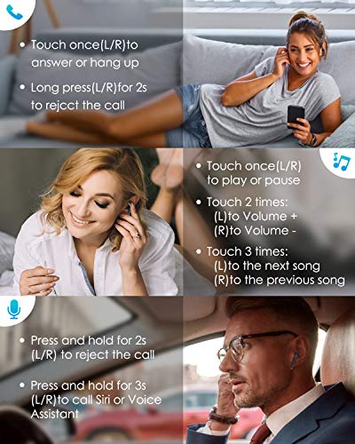 True Wireless Earbuds, ISENPENK Wireless Headphones Bluetooth V5.2 EDR with Microphones, Wireless Earphones in ear with LCD Display Volume Touch Control Voice Prompts Type-C Charging Case - Black