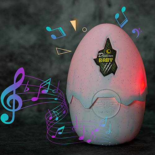 Dinosaur Hatching Egg, Surprise Growing Dino Egg Toy Mini Stygimoloch Dinosaur Figures Inside with LED Light, Music, Lifelike Hatching Sound