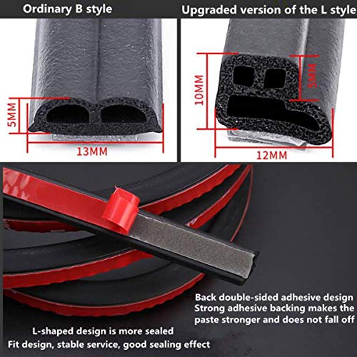 COOLÂ·CAR 16Ft Long Self Adhesive Automotive Rubber Weather Draft Seal Strip Weatherstrip For Car Window Door Soundproofing Engine Cover(Thickened L Type 5M)