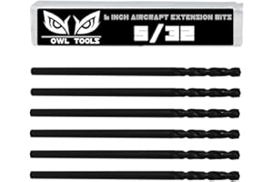 Owl Tools 5/32 Inch x 6 Inch Aircraft Drill Bit (Professional Grade 6 Pack) Extra Long Black Oxide Cobalt Extension Bit - Per